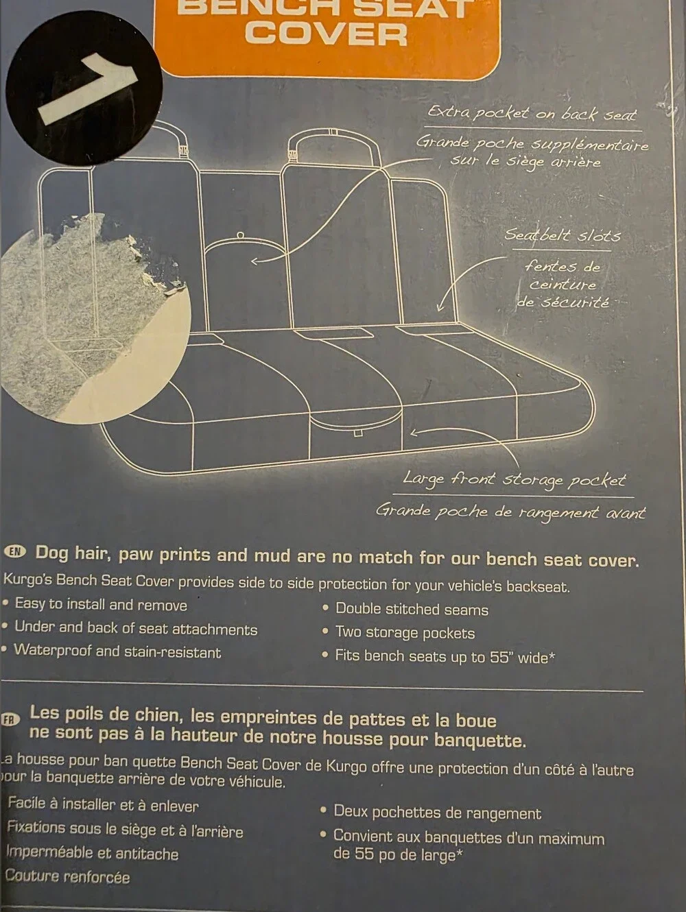 Kurgo Black Bench Vehicle Seat Cover for Dogs - Waterproof